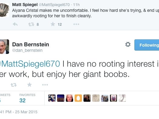 Dan Bernstein Tweets About CSN Anchor Aiyana Cristal Last Night Saying "I Have No Rooting Interest In Her, But Enjoy Her Giant Boobs", Whoops