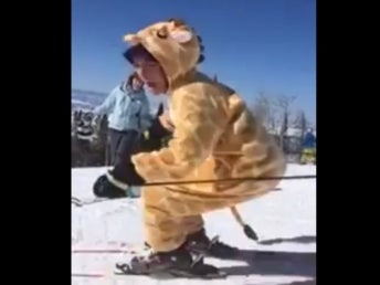 Dude In A Giraffe Suit Drive-By Videobombs The Shit Outta Some Snowboarders