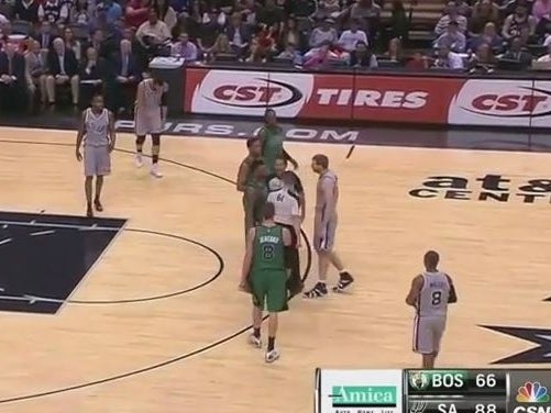 Matt Bonner's Nuts Runs Into Marcus Smart's Fist And Somehow Smart Gets Ejected?