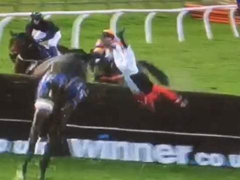 Jockey Tries To Bail Off Horse Mid-Race And Well, It Didn't Go So Great
