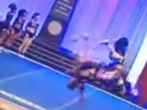 Cheerleader Nailed A Sweet Backflip Other Than The Part Where Her Ankle Turned Into An Accordion