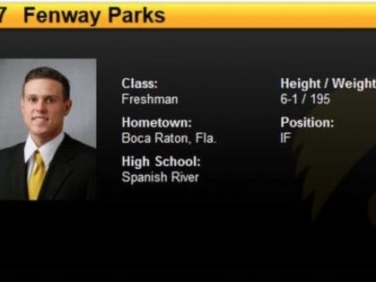 Iowa Baseball Player Has One Of The Best Baseball Names Ever- Fenway Parks