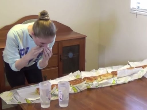 The Chick Who Ate The 5 Pound Burrito In Under 5 Minutes Has Now Eaten 5 Footlong Subway Sandwiches and 10 Filet-O-Fishes For Your Viewing Pleasure