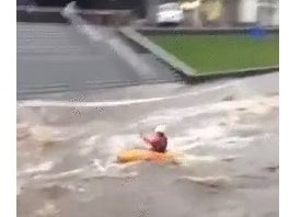 Campus Floods So Kids Kayak Through White Water Rapids To Class