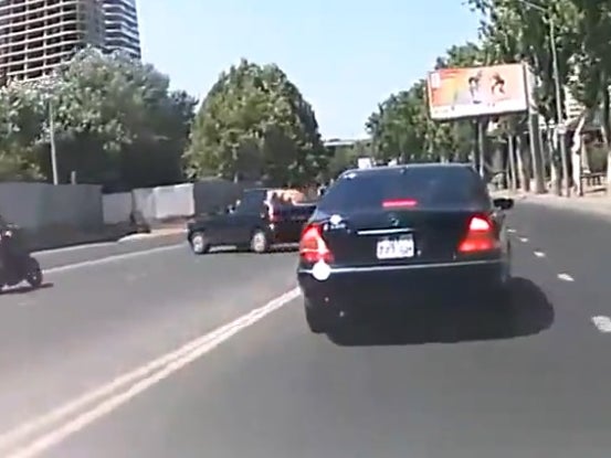 This Car Taking A Horrible U-Turn And Smashing A Motorcyclist Into Another Realm Was Probably In The Wrong Here