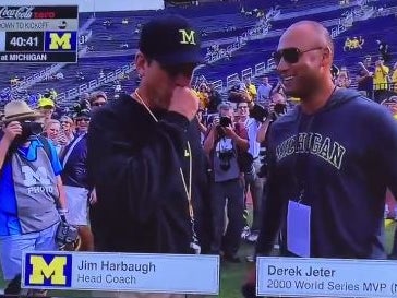 I Love Harbaugh Giving Derek Jeter The Old Germ Handshake