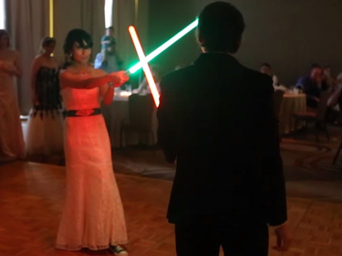 Bride And Groom Do A Lightsaber Fight Instead Of First Dance