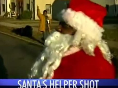 Santa Getting Shot With A Pellet Gun Taking You Into Christmas Eve