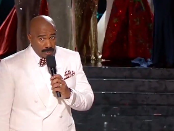 Here's Steve Harvey's Miss Universe Blunder Mixed With Curb Your Enthusiasm Music