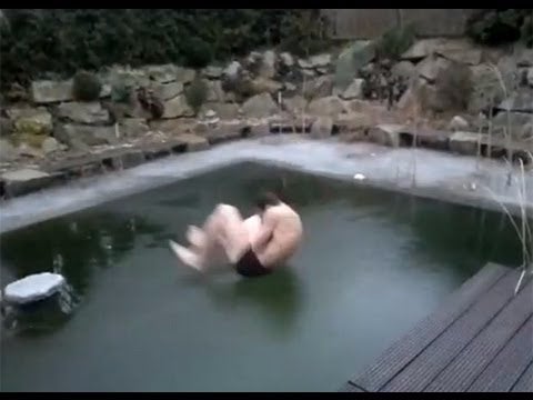 Wake Up With This German Cannonballing Into A Frozen Pool