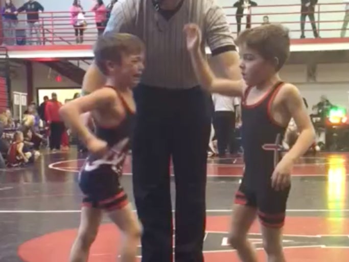 Twin Iowa Boys Go To Shake Hands After A Wrestling Match, Big Time Cheap Shot Happens Instead