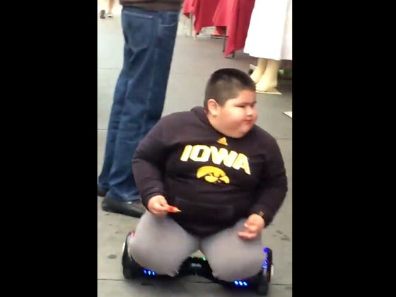 This Fat Kid Rolling Around On A Hoverboard On His Knees Is A P.I.M.P.