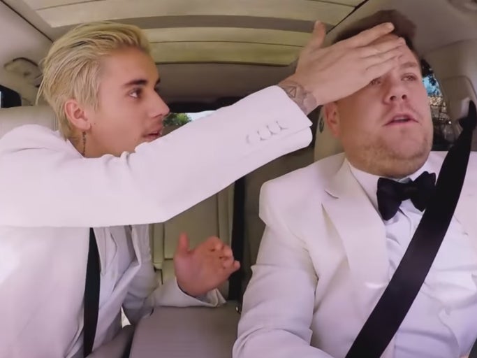 Justin Bieber and James Corden Do A Post-Grammys Drive