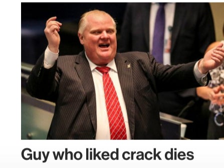 The New York Post Refers To Rob Ford As The "Guy Who Liked Crack"