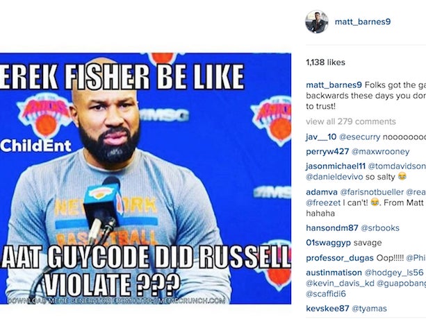 Matt Barnes Used The D'Angelo Russell/Swaggy P Drama To Remind People That Derek Fisher Cuckolded Him