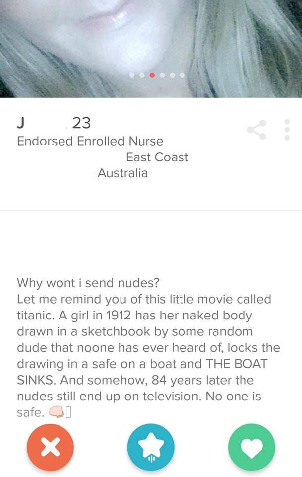 Nudes tinder profile Snapchat Nudes: