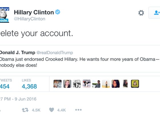 Hillary Just Hit Trump With A "Delete Your Account" So The World Is Officially Off The Rails