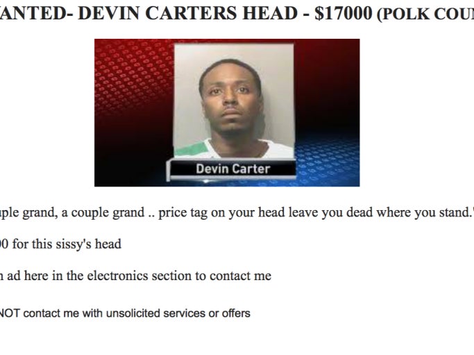 I Ain't No Snitch But Taking Out A Craigslist Ad To Put A Price On Someone's Head Seems Like A Bad Idea