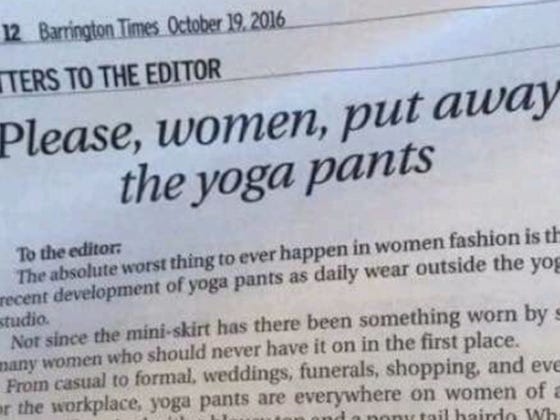This Old Dude HATES Yoga Pants So Much He Had To Write A Letter To The Editor About It