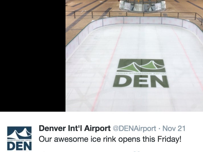 Great News - The Ice Rink At The Denver Airport Opens On Friday And You Can Bring You Skates In Your Carry On Bag