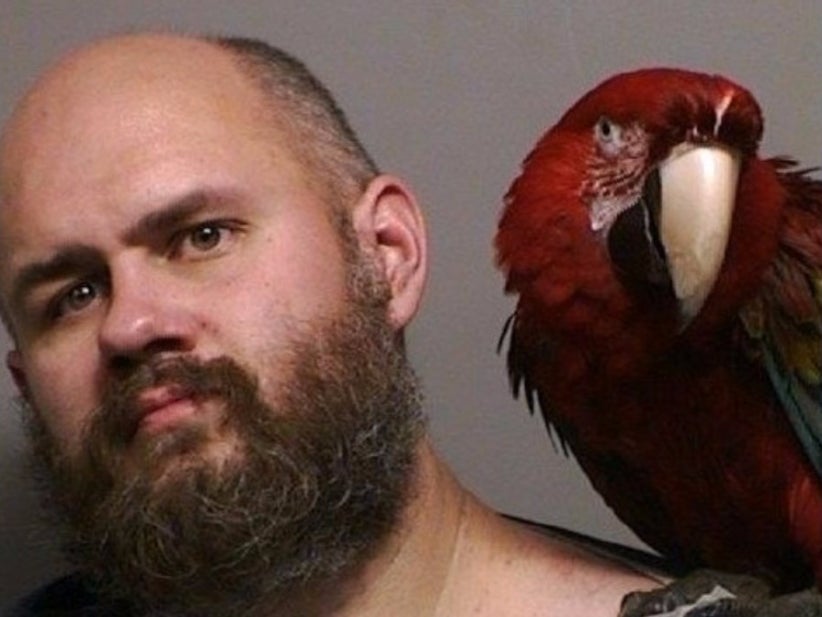 Does This Look Like The Face Of A Man That Asked To Have His Mugshot Taken With His Pet Parrot? (Yes. Yes It Does.)