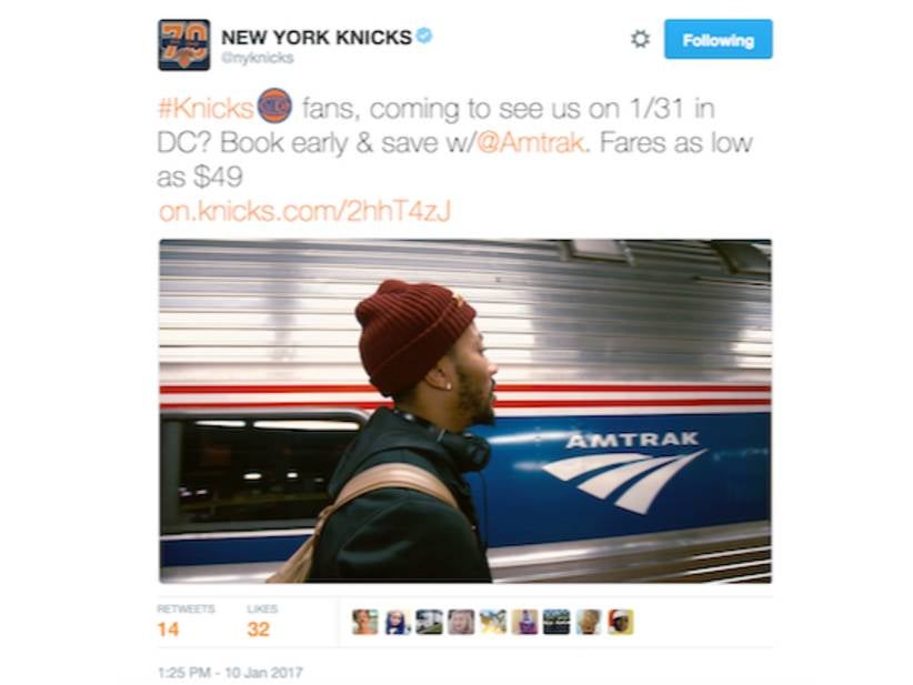 Of Course The Knicks Tweeted Out An Amtrak Ad With A Picture Of Derrick Rose Next To A Train