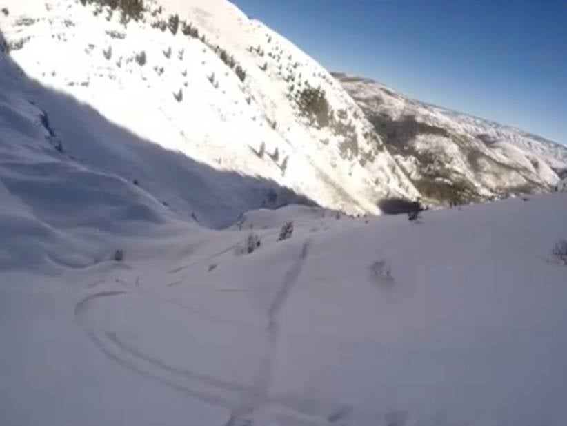 Dude Skis Right Off A Damn Cliff