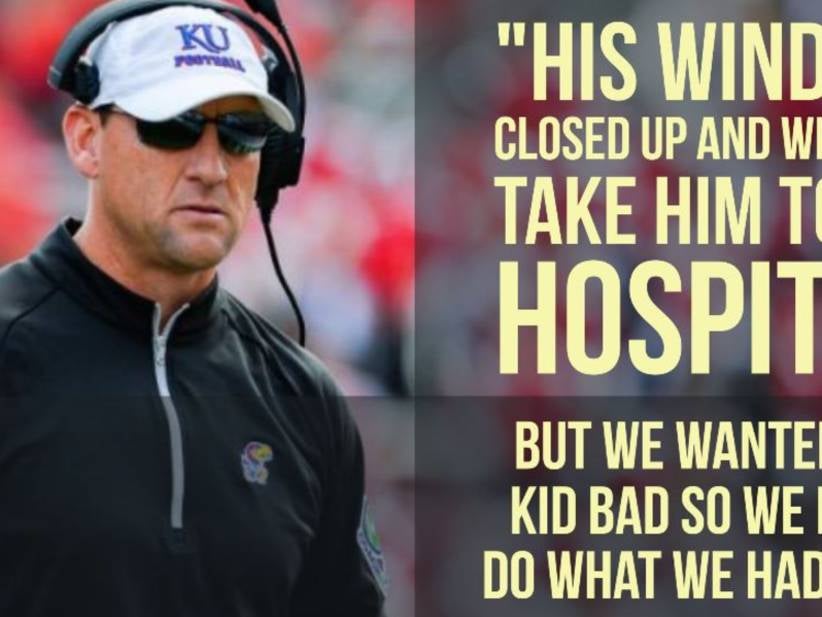 Kansas Football Coach With A Severe Shellfish Allergy Eats Shrimp To Impress A Recruit, Windpipe Promptly Closes Shut