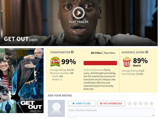 The Same Critic Who Ruined Toy Story 3's Perfect Rotten Tomatoes Score Just Ruined It For Get Out