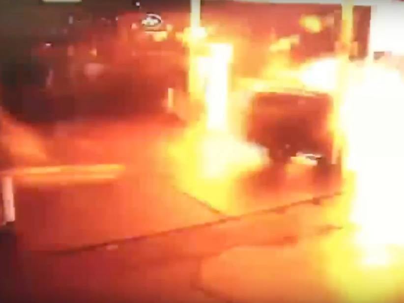 What Happens When An SUV Slams Into A Gas Pump At Full Speed? Let's Find Out!
