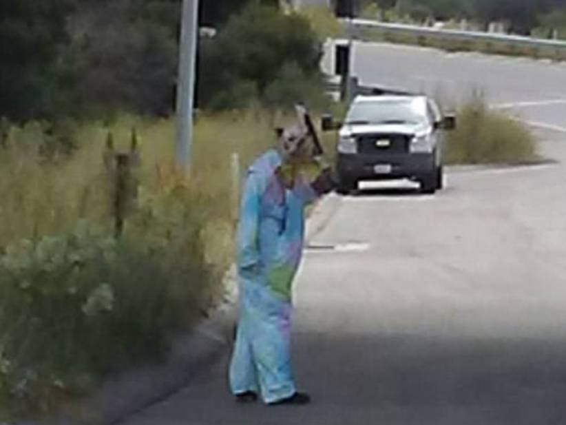 Big Win For Everyone, Fake Clown Doused in Fake Blood Slinging Around a Machete is Arrested For Threatening Drivers