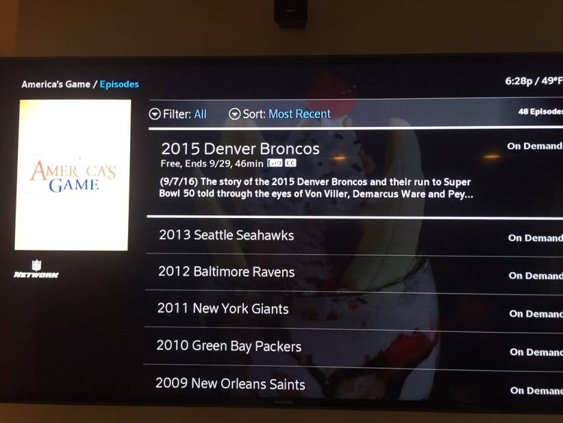 NFL Network's "America's Game" Strangely Has Every Super Bowl Available for Viewing Except XLIX