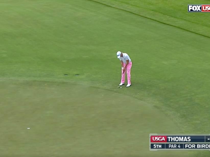 Justin Thomas Drains A Ridiculous Putt At The US Open