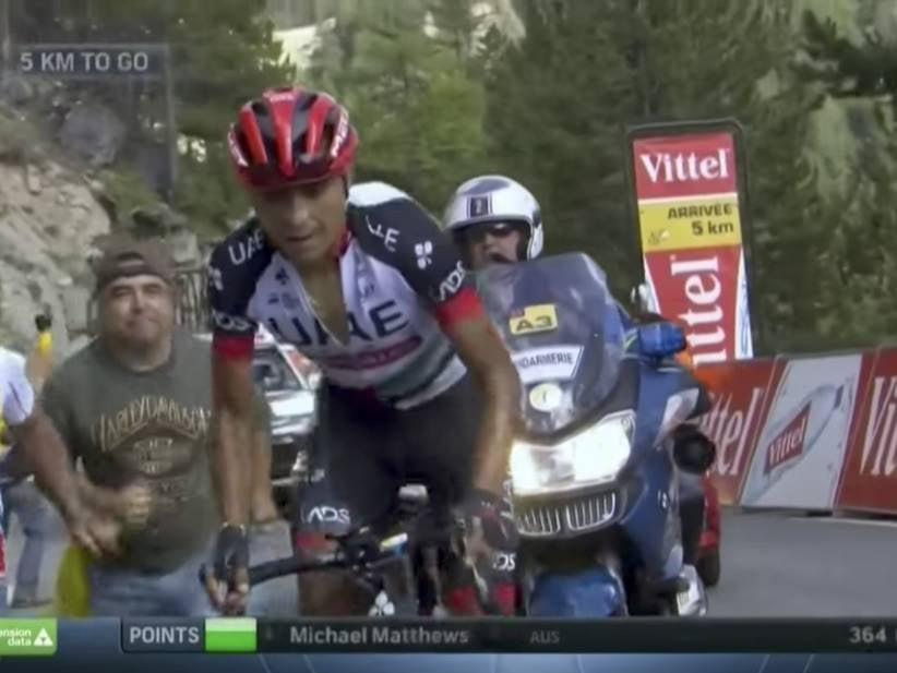 MVP Of The Weekend: This Tour de France Motorcycle Cop Bodying Spectators Off The Road