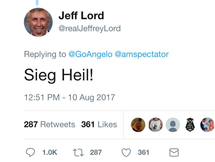 Conservative CNN Commentator Jeffrey Lord Tweets Nazi Salute, Promptly Gets Fired