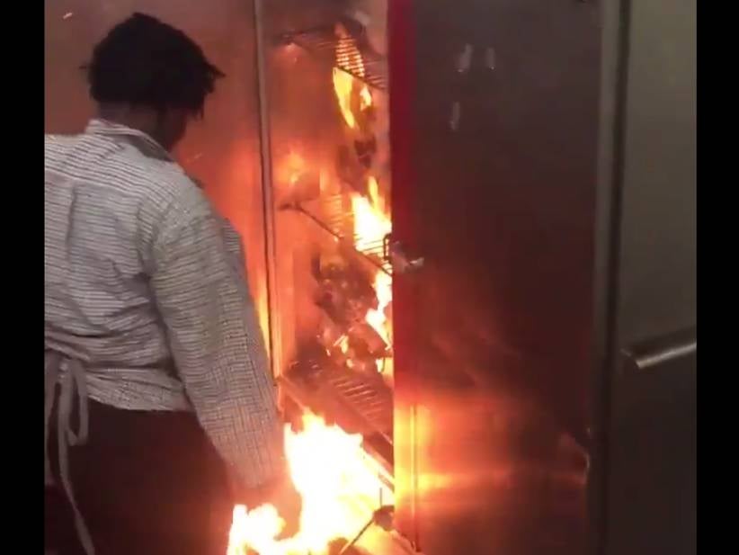 I'm In Tears Watching This Chef At Ford Field React To All Her Food Going Up In Flames