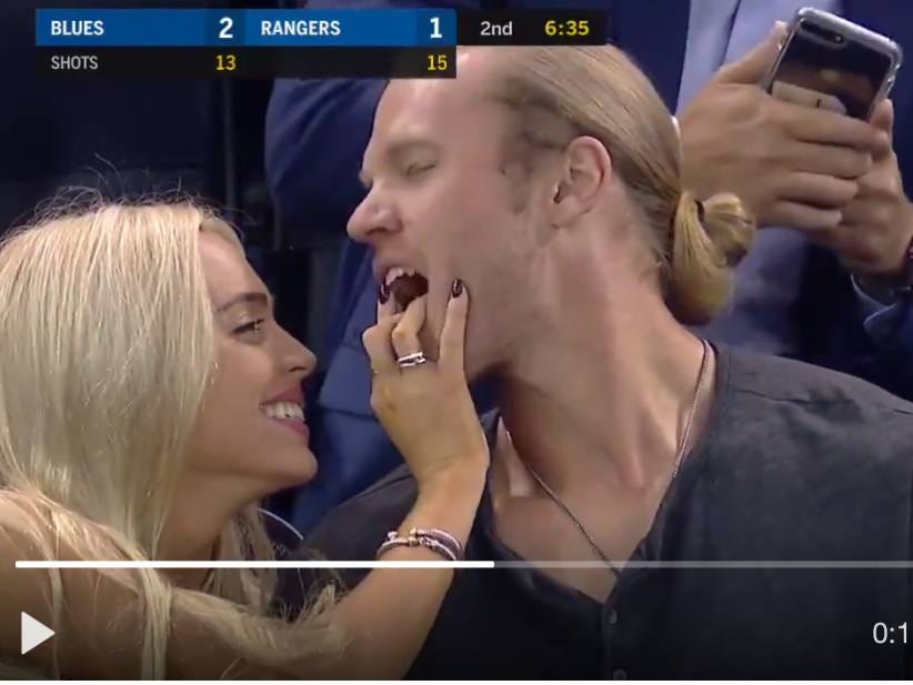 Noah Syndergaard Getting Kinky With His Girlfriend At The Rangers Game.