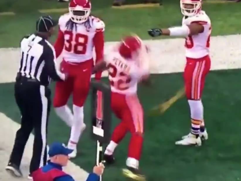 Alex Mack Gets Duffed By A Flag; Marcus Peters Throws A Flag To The Moon