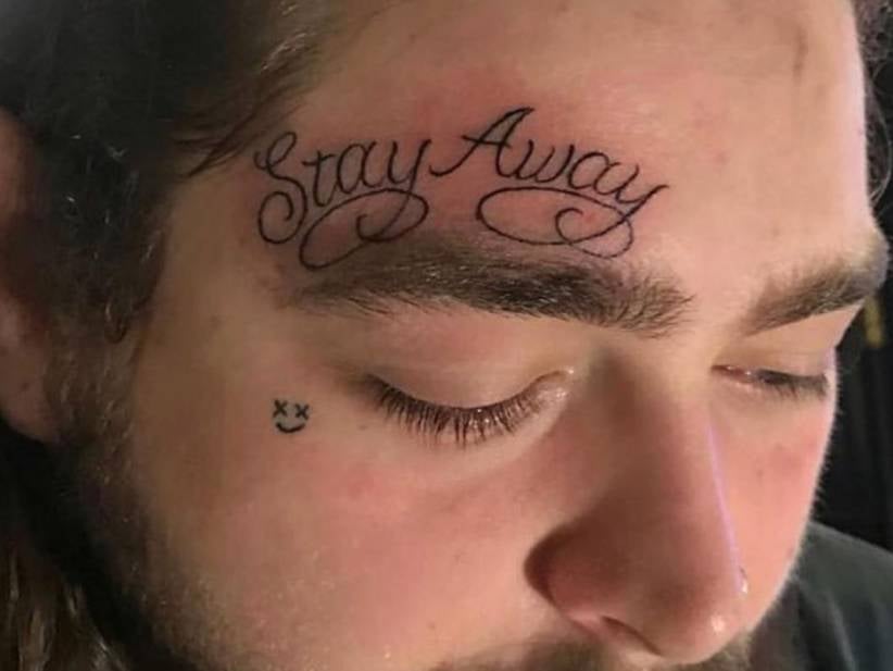 Post Malone Got Himself A Big Ol' Face Tattoo That Says 'Stay Away'