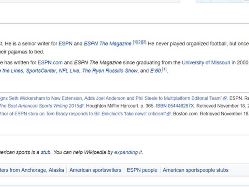Patriots Fans Brilliantly Trolled Seth Wickersham's Wikipedia Page