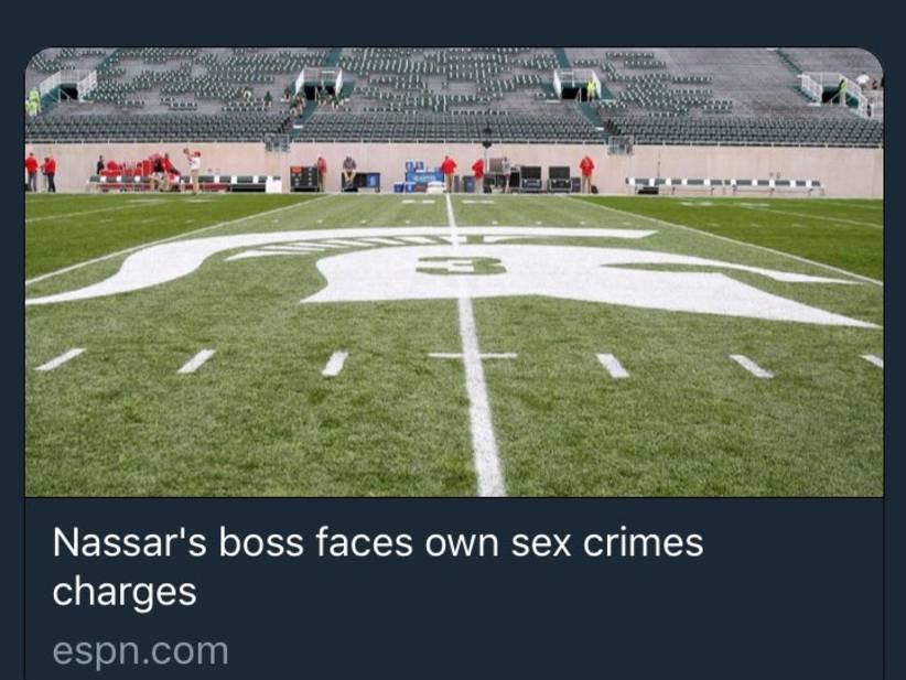 ESPN Uses Photo Of Mike Sadler Tribute For Article About Larry Nassar's Boss At MSU Facing Sex Crime Charges