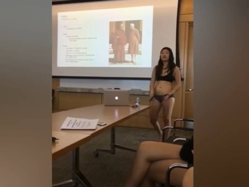 Student Gives Her Senior Thesis in Bra & Panties to Protest Something or Other