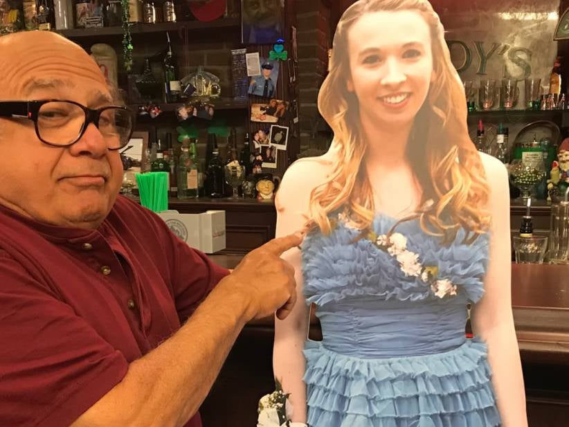 A Girl Took A Cardboard Cutout Of Danny DeVito To Prom, So Danny DeVito Took A Cardboard Cutout Of Her To Paddy's Pub