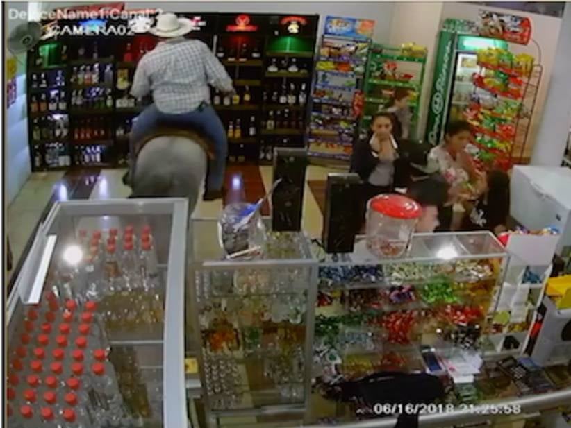 Nothing To See Here, Just A Drunk Guy Riding A Horse Into A Liquor Store