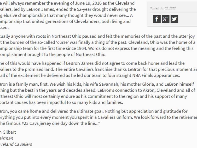 I Am Incredibly Upset About How Dan Gilbert And Cleveland Is Handling LeBron Leaving